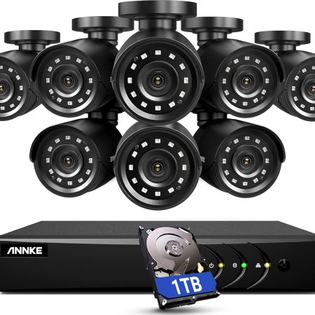 ANNKE 3K Lite Security Camera System Outdoor with AI Human/Vehicle Detection, 8CH H.265+ DVR and 8 x 1920TVL 2MP IP66 Home CCTV Cameras, Smart Playback, Email Alert with Images, 1TB Hard Drive - E200